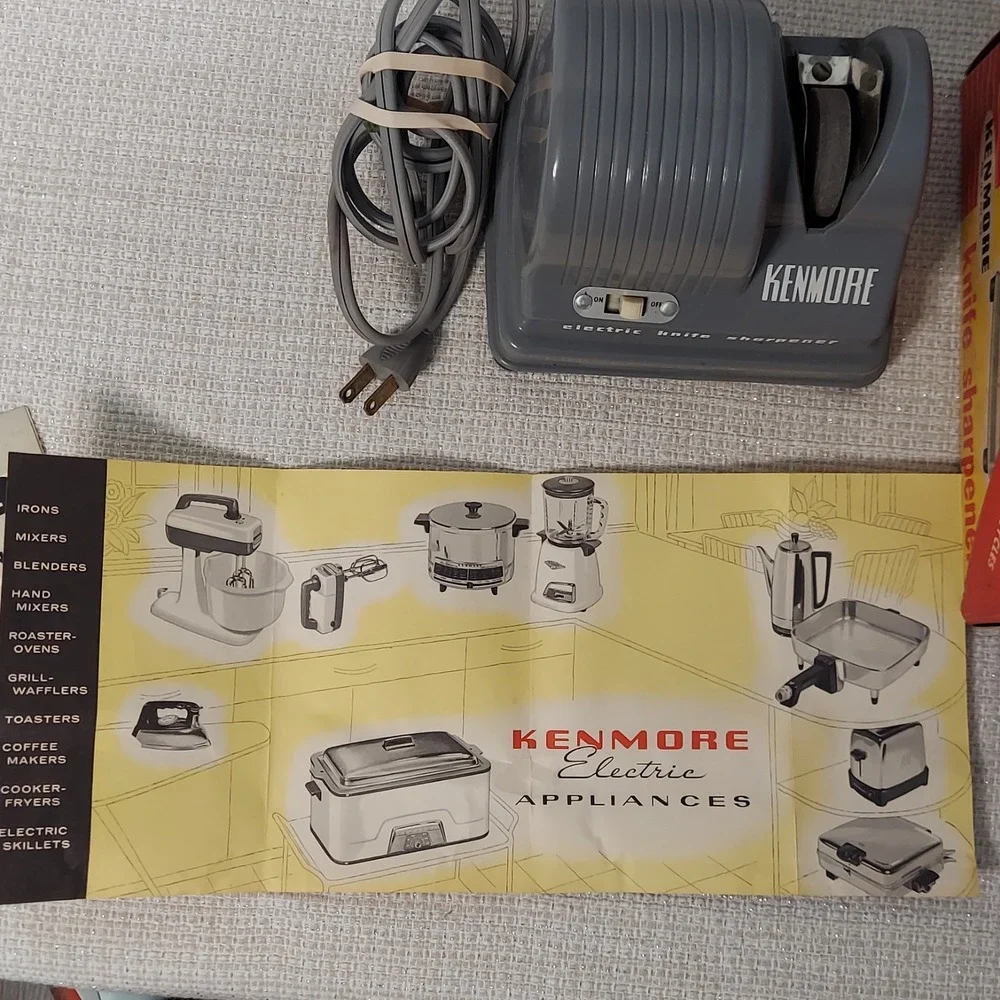Vtg Kenmore Electric Knife Sharpener Model 8353 w/original Box, Pamplet, Booklet